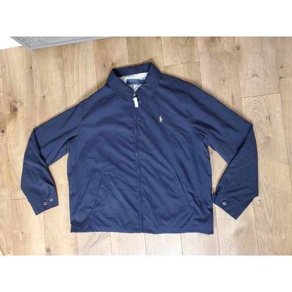 NWT POLO RALPH LAUREN Men's Windbreaker Jacket Navy Plaid Lined Size Extra Large